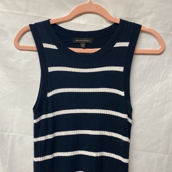 Banana Republic striped navy white rubber long tank dress sz small - Picture 4 of 6